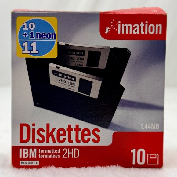 9 Imation 3.5" Diskettes 1.44MB 2HD IBM Formatted with Telescoping Plastic Case - Picture 4 of 12